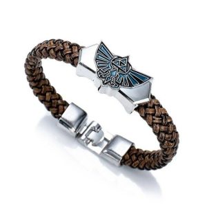 Triforce Zelda Bracelet (Brown Leather)