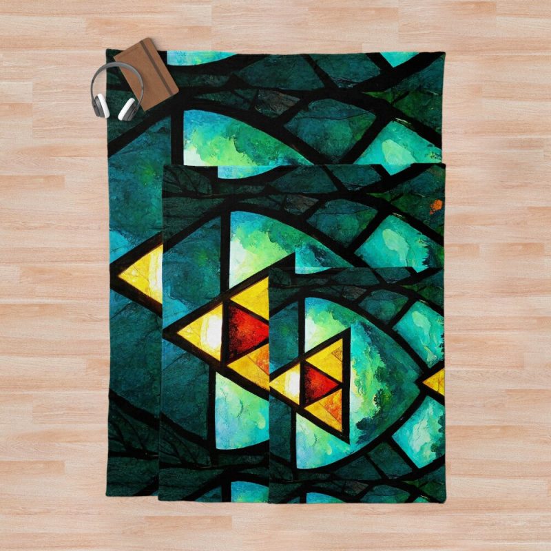 Legend of Zelda Triforce Stained Glass Window Throw Blanket