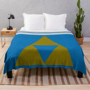 Legend of Zelda Triforce With Blue And White Throw Blanket