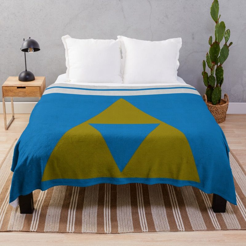 Legend of Zelda Triforce With Blue And White Throw Blanket