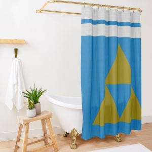 Triforce With Blue And White Shower Curtain